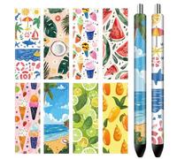 CRASPIRE 80Pcs Pen Wraps Decal 8 Styles Summer Sea Beach Ice-Cream Fruit Paper Self-adhesive Stickers 4.7×1.6in HD Print Waterproof Coated for Personalized Blank Pencil DIY Crafts Creative Gifts