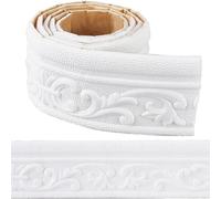 CRASPIRE 82 x 3 Inch Self Adhesive Flexible Foam Trim White Crown Molding Peel and Stick Wallpaper Border 3D Sticky Decorative Wall Edging Foam Baseboard Mirror Border Wall Lines Hotel DIY Decor