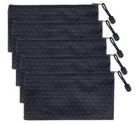 CRASPIRE 8Pcs Black Zipper Pouch File Bags A6 Size Rec Oxford Waterproof Reusable Filing Documents Pen Pencil Storage Folder for School Home Office Supplies Travel Cosmetics Accessories