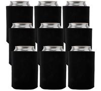 CRASPIRE 9 Pack 5.2 x 4 Inch Black Can Sleeves Slim Can Cooler Sleeves Cloth Soft Blank Plain 12oz Skinny Foldable Beer Cup Protection Covers for Plain Cold Drinks Soda Bottles Beers DIY Holder