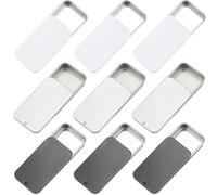 CRASPIRE 9Pcs 3 Colors Metal Tin Box Containers Mini Metal Slide Top Tin Box Tinplate Black Silver White Color Rectangular Empty Hinged Cans Storage for Jewelry Crafts Candies Cards Pills Survival Kit