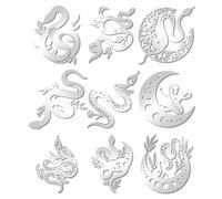 CRASPIRE 9Pcs 9 Styles Snake Decals Snakes Stickers Silver Metal Waterproof Self Adhesive Vinyl Animal Embossed Stickers with Tweezers for Bottle Halloween Party DIY Scrapbooks Resin Crafts Decoration