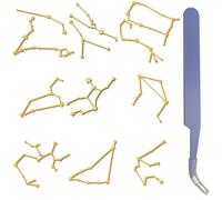 CRASPIRE 9Pcs Celestial Signs Gold Metal Stickers with Tweezer 1.5 x 1.5in Decal Tarot Magic Orgonite Waterproof Self-Adhesive Decorate Sticker Decals for Scrapbooks DIY Resin Craft Phone Decor