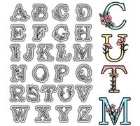 CRASPIRE A-Z Floral Letters Clear Rubber Stamps Initial Alphabet Vintage Reusable Transparent Silicone Stamp Seals for Journaling Card Making Scrapbooking Photo Album Decorative DIY Christmas