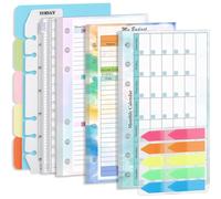CRASPIRE A6 Budget Planner Refill Set 6-Holes Expense Budget Tracker Sheets Weekly Planner Monthly Calendar Inserts Cash Ledger Book Wallet Bill Organizer with Binder Pocket
