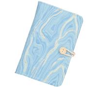 CRASPIRE A6 Cloth Binder Cover Loose Leaf Book Sleeve 6 Ring Deep Sky Blue Scrapbook Protector with Wood Button Refillable Fabric Blues Pattern Collection Books Notebook Journal for Budget Binders