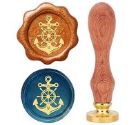 CRASPIRE Anchor and Helm Wax Seal Stamp 25mm Sealing Wax Stamps Retro Rosewood Handle Removable Brass Head for Easter Party Wedding Invitations Halloween Christmas Thanksgiving Gift Packing