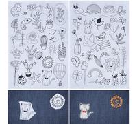 CRASPIRE Animal Plants Water Soluble Embroidery Stabilizers Cats Hand Sewing Stick and Stitch Transfers Paper Wash Away Pre-Printed Self Adhesive Patterns for Bags Cloth Sewing Lovers Beginner