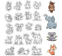 CRASPIRE Animals Clear Stamps Koala Elephant Lion Rabbit Reusable Transparent Silicone Stamp Seals Postmark for DIY Scrapbooking Film Frame Photo Album Decorative Journaling Card Making Decor