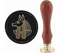 CRASPIRE Anubis Wax Seal Stamp Egyptian Theme Mythological Sealing Stamp Copper Seals Retro Removable Brass Stamp Head with Wooden Handle for Halloween Letter Invitation Envelope Cards Decoration