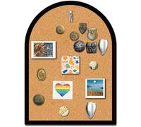 CRASPIRE Arch Pin Cork Board 25 x 30cm Wall Mounted Framed Bulletin Display Badge 2cm Thickness Wooden Memory Memo Brooch Lapel Pin Holder Storage for Home Office School Classroom Wedding Decoration