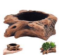 CRASPIRE Artificial Tree Stump Planter Vintage Plant Pot with Drainage Hole Cement Tree Root Driftwood Peru Sculpture Cactus Succulent Pot Container for Flower Cactus Succulents Strawberry Herb