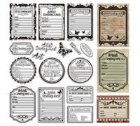CRASPIRE Artist Label Frame Clear Rubber Stamp 11.7x8.3inch Big Size Vintage Background Transparent Silicone Seals Stamp for Journaling Card Making DIY Scrapbooking Handmade Photo Album Notebook Decor