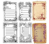 CRASPIRE ATC Frame Background Clear Stamps Vintage Artist Trading Flowers Reusable Transparent Silicone Seals Stamp for Journaling Card Making DIY Scrapbooking Handmade Photo Album Notebook Decor