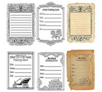 CRASPIRE ATC Frames Clear Rubber Stamp Vintage Artist Trading Flowers Transparent Silicone Seals Stamp for Journaling Card Making DIY Scrapbooking Handmade Photo Album Notebook Decor