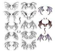 CRASPIRE Bat Evil Wings Clear Rubber Stamps Witch Gothic Transparent Silicone Seals Stamp Halloween Journaling Card Making DIY Scrapbooking Photo Album Party Favour Decor 6.3 x 4.3inch