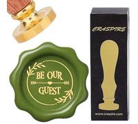 CRASPIRE Be Our Guest Wax Seal Stamp 25mm Vintage Sealing Wax Stamps Removable Brass Head with Wooden Handle for Wedding Birthday Christmas New Year Party Envelopes Invitations Gift Packing