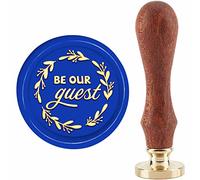 CRASPIRE Be Our Guest Wax Seal Stamp Wreath Wedding Sealing Wax Stamp 30mm/1.18inch Removable Brass Head Sealing Stamp with Wooden Handle for Birthday Wedding Invitations Cards Gift Wrap