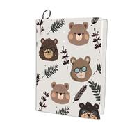 CRASPIRE Bear Stretchable Book Cover Animal Leaves Brown Cover Washable Reusable Large Nylon Book Sleeve Book Protector Elastic Notebook Wraps for Hardcover Books Textbook Gift