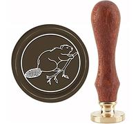 CRASPIRE Beaver Wax Seal Stamp Branch Sealing Wax Stamps Animal 30mm Retro Vintage Removable Brass Stamp Head with Wood Handle for Wedding Invitations Halloween Christmas Thanksgiving Gift Packing