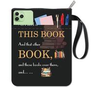 CRASPIRE Black Book Sleeve Words Book Covers Cat Book Protector for Paperbacks Washable Fabric Cloth Book Cover with Zipper and Extra Sleeve Pocket for Book Lovers Classmate Gifts