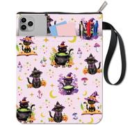 CRASPIRE Black Cat Book Sleeve Halloween Book Covers Stars Book Protector for Paperbacks Washable Fabric Cloth Book Cover with Zipper and Extra Sleeve Pocket for Book Lovers Classmate Gifts