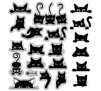 CRASPIRE Black Cat Clear Rubber Stamp Cute Kitty Animal Vintage Funny Transparent Silicone Seals Stamp Retro for Journaling Card Making DIY Scrapbooking Handmade Photo Album Notebook Decor