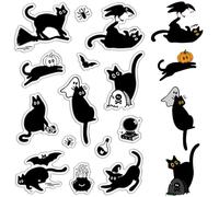 CRASPIRE Black Cat Pumpkin Clear Rubber Stamps Halloween Witch Spider Bat Reusable Transparent Silicone Stamp Seals Vintage for Journaling Card Making Decor DIY Scrapbooking Supplies Crafting