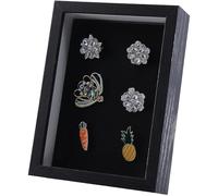 CRASPIRE Black Lapel Pin Display Frame 5 x 7 Inch Enamel Pins Shadow Box Brooch Holder Frame with Glass Picture Collection Frames for Medals Jewelry Enthusiast Memorabilia Walls Desktops Tabletop Gift