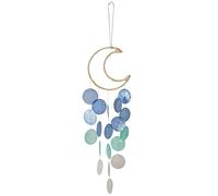 CRASPIRE Blue Moon Seashell Wind Chime Sea Crescent Dream Catcher Handmade Beach Hanging Wall Decor Soothing Sound for Summer Ocean Outside Garden Yard Window Patio Party Bedroom Home Decoration