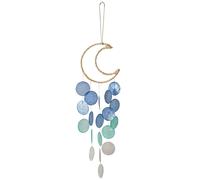 CRASPIRE Blue Moon Seashell Wind Chime Sea Crescent Dream Catcher Handmade Beach Hanging Wall Decor Soothing Sound for Summer Ocean Outside Garden Yar