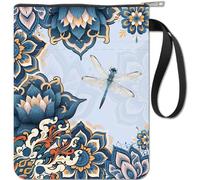 CRASPIRE Boho Flower Dragonfly Book Sleeve with Zipper Pocket Book Lovers Gifts Mandala Lotus Hardcover Paperbacks Waterproof Book Pouch Bag Protector Case Cover for Women Friends Readers Librarian