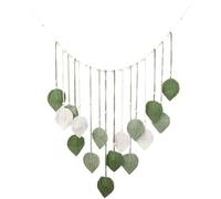 CRASPIRE Boho Macrame Wall Hanging Green Cotton Rope 48.7 x 31.4in Bohemian Woven Leaf Feathers Tassel Handmade Wood Beads Wall Art Tapestry Ornament for Home Living Room Bedroom Background Decor