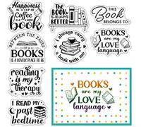 CRASPIRE Book Clear Stamps for Card Making Decoration Scrapbooking Reading Book Design Silicone Rubber Stamp for Library Cards Photo Album Diary Gift Decor DIY Craft