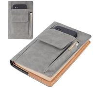 CRASPIRE Book Cover PU Leather Waterproof Book Sleeve Gray Reusable Book Protector for Paperbacks Notebook Wraps with Pen Pockets for Book Lovers Classmate Gifts 6.1×8.54inch