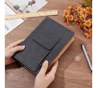 CRASPIRE Book Cover Sleeve PU Leather Waterproof Black Reusable Protector for Small Notebook Paperbacks Wraps with Pen Pockets Booknish Classmate Gifts 6.1×8.54inch