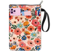 CRASPIRE Book Cover With Floral Design And Zipper Additional Pocket Waterproof Flower Bag Protection Portable Rope Double Sided Cover For Books Hardcover Notebook Bible Diary Textbook
