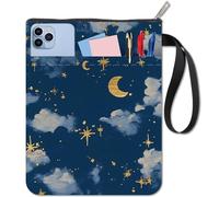 CRASPIRE Book Covers Sleeve Dreamy Night Dark Cloud Moon Star Peaceful Notebook Wraps Fabric Book Protector with Zipper Front Pocket Washable Reusable for Book Lovers Readers Paperback Decoration