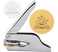 CRASPIRE Book Flower Library Embosser Stamp 1.6in Stainless Steel Seal Hand Held Embossing Sealing Stamp Book Lovers Teacher Ex Libris Notary for Graduation Official Gift Envelopes Paper(Non Custom)
