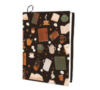 CRASPIRE Book Pattern Stretchable Book Cover Coffee Washable Reusable Large Nylon Book Protector Elastic Notebook Wraps Suitable for Hardcover Books Classroom