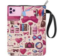 craspire Book Protector with Pink Bow and Heart Pink Book Protector for Pocket Books Washable Fabric with Zip and Extra Pouch for Lovers of Gift Books