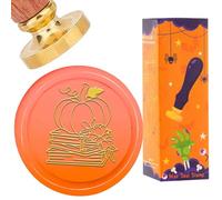 CRASPIRE Book Pumpkin Wax Seal Stamp Halloween Vintage Sealing Stamps Fall Flower 25mm Removable Brass Head with Wooden Handle for Envelopes Invitations Card DIY Craft Birthday Wedding Gifts Wrapping