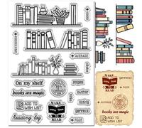 CRASPIRE Book Shelf Stamp Transparent Silicone Stamps Bookcase Bookshelf Reusable Clear Rubber Stamper Seal for Holiday Cards Making Library DIY Scrapbooking Photo Album Decoration Paper Crafts