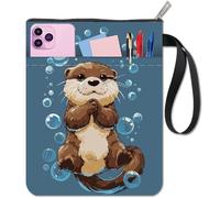CRASPIRE Book Sleeve Animal Book Covers Cloth Waterproof Washable Blue Notebook Paperback Bag Protectors Pouch with Zipper and Extra Front Pocket for Birthday Graduation Christmas Classmate