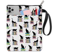 CRASPIRE Book Sleeve Book Cover with Zipper and Extra Sleeve Black Cat Protector Pouch for Paperbacks Book Lovers Washable Fabric Cloth Pocket for Classmate Friend Gifts