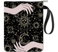 CRASPIRE Book Sleeve Sun Book Protector Moon Witch's Hand Black Book Covers for Paperbacks Washable Fabric Cloth Book Cover with Zipper and Extra Sleeve Pocket for Book Lovers Classmate Friend Gifts
