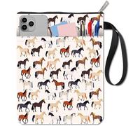 CRASPIRE Book Sleeve with Zipper Pocket Horse Print Book Pouch Washable Cloth Protector Case 11x8.7In Portable Bag for Gifts Hardcover Paperbacks Bookish Librarian Club Gifts Reading Bookmate