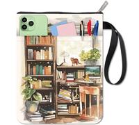 CRASPIRE Bookshelf Book Covers Cloth Book Sleeve Waterproof Washable Desktop Plant Cat Notebook Paperback Bag Protector with Zipper and Extra Front Pocket for Textbook Classroom Classmate Students