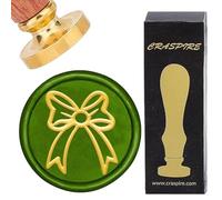CRASPIRE Bow Wax Stamp Bowknot Wax Seal Stamp 30mm Vintage Removable Round Brass Head Replacement with Retro Wood Handle Envelope Sealing for Wedding Birthday Invitations Scrapbooking Gift Packing