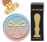 CRASPIRE Bowknot Wax Seal Stamps Wedding 30mm Vintage Bow Sealing Wax Stamp Removable Brass Head with Wood Handle for Birthday Christmas Envelope Invitations Scrapbooking DIY Gift Wrapping Decor